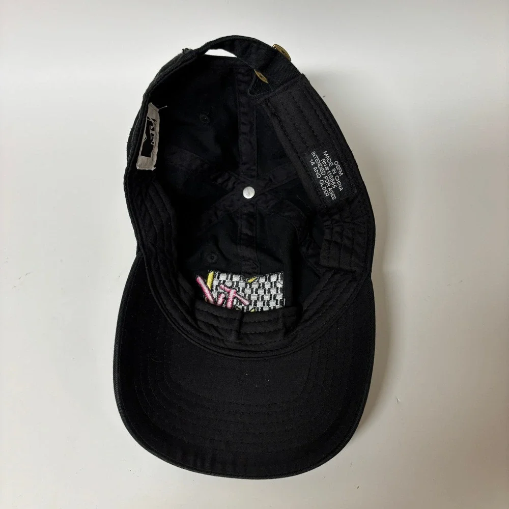 MTV Music Television Black Embroidered Checkerboard Logo Dad Hat Cap OSFM